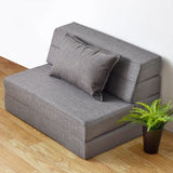 Foldable Armless Khaki King Compact Linen Standard Futon Image - 7