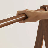 Foldable Beech Wood Nut-Brown Shelves Hooks Coat Rack Image - 23