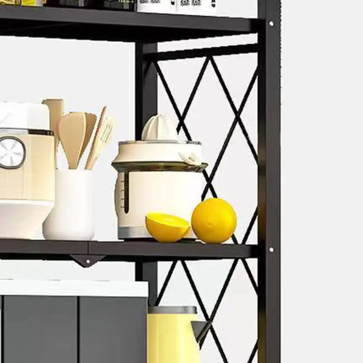 Foldable Black Steel Microwave Shelf Baker's Rack Image - 10