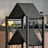 Foldable Black Steel Microwave Shelf Baker's Rack Image - 13