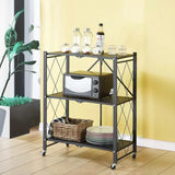 Foldable Black Steel Microwave Shelf Baker's Rack Image - 5