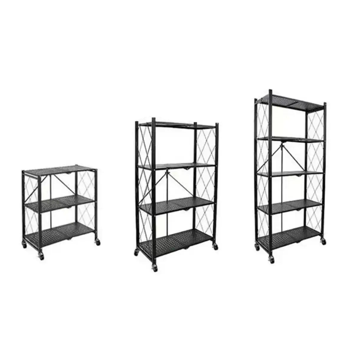 Foldable Black Steel Microwave Shelf Baker's Rack Image - 8