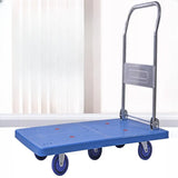 Foldable Blue Powder Coated Finish Casters Utility Cart Image - 1