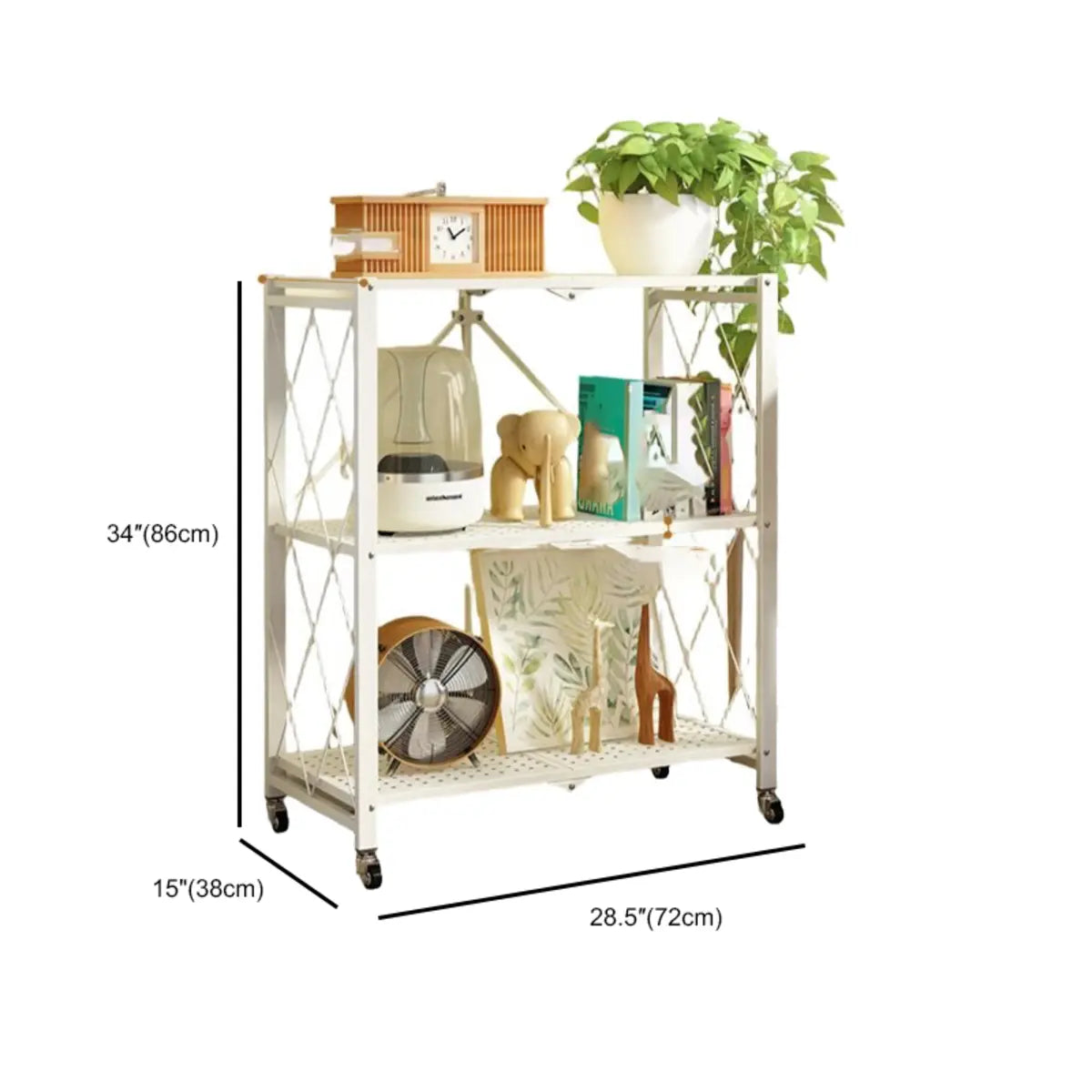 Foldable Iron Frame Microwave Shelf Baker's Rack 