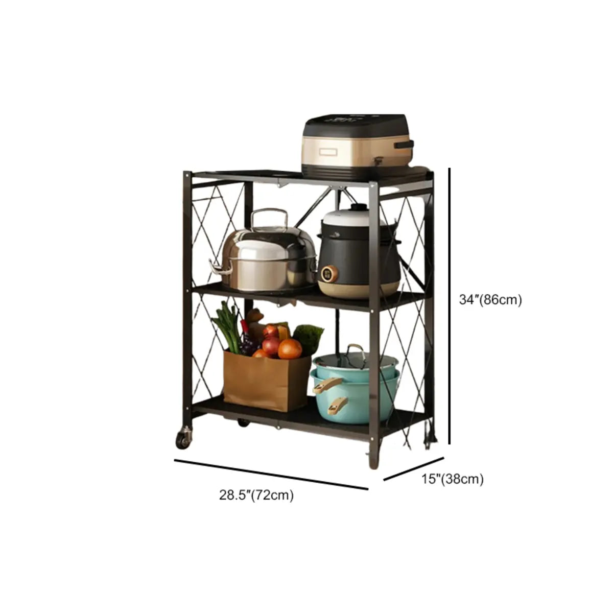 Foldable Iron Frame Microwave Shelf Baker's Rack Image - 18