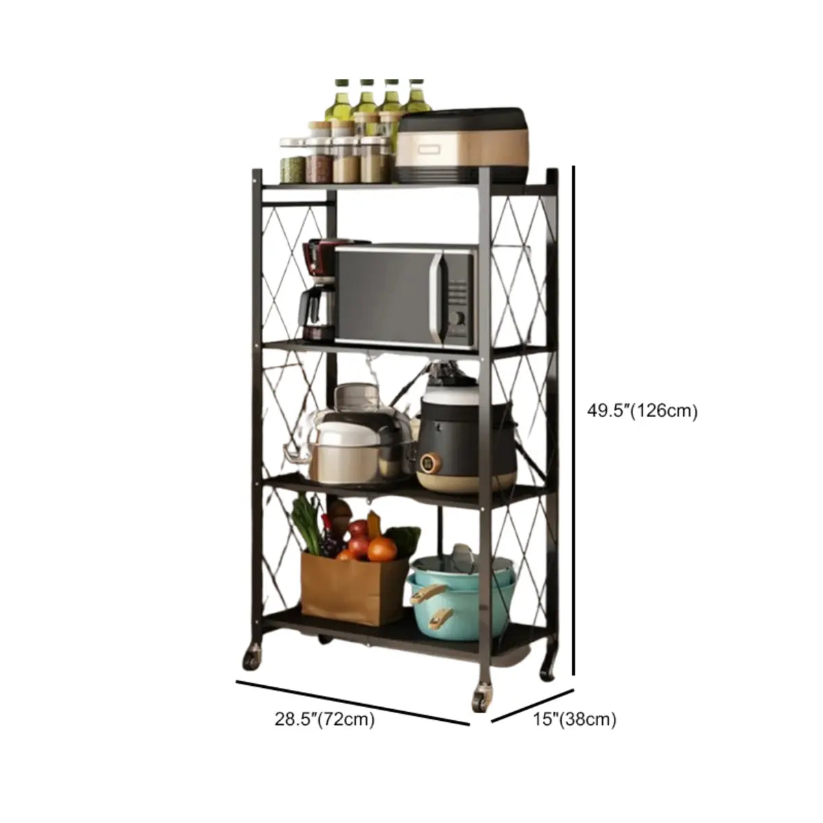 Foldable Iron Frame Microwave Shelf Baker's Rack Image - 20