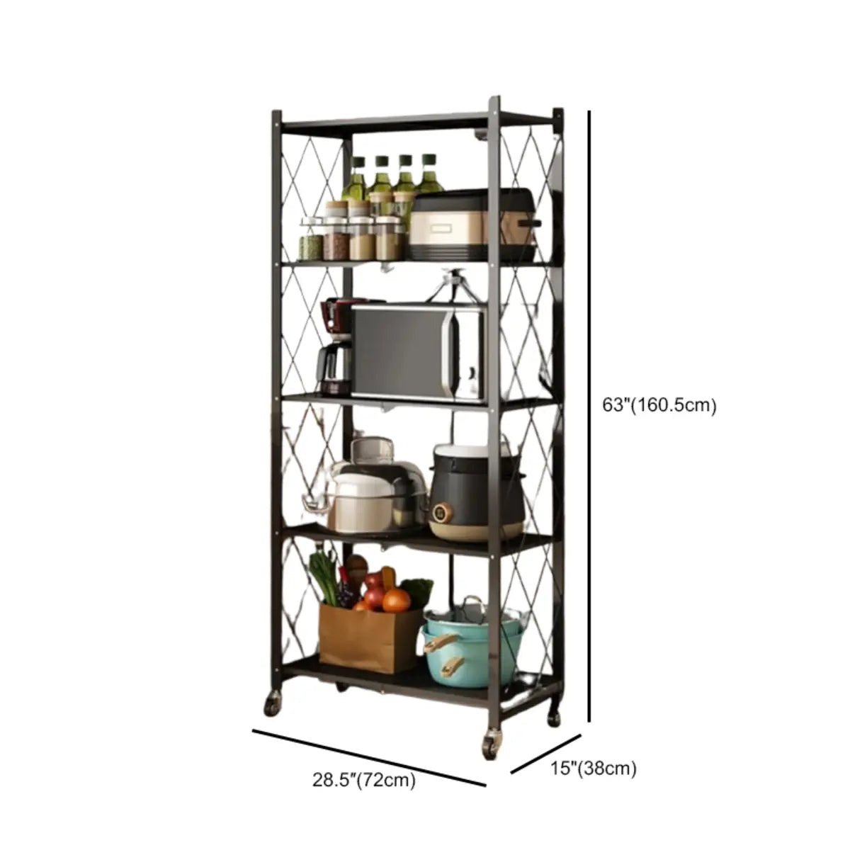 Foldable Iron Frame Microwave Shelf Baker's Rack Image - 22