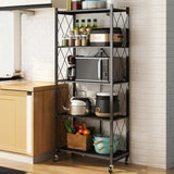 Foldable Iron Frame Microwave Shelf Baker's Rack Image - 9