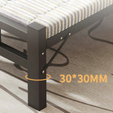 Foldable Iron Headboard Black Twin Space-Saving Slat Bed Image - 11