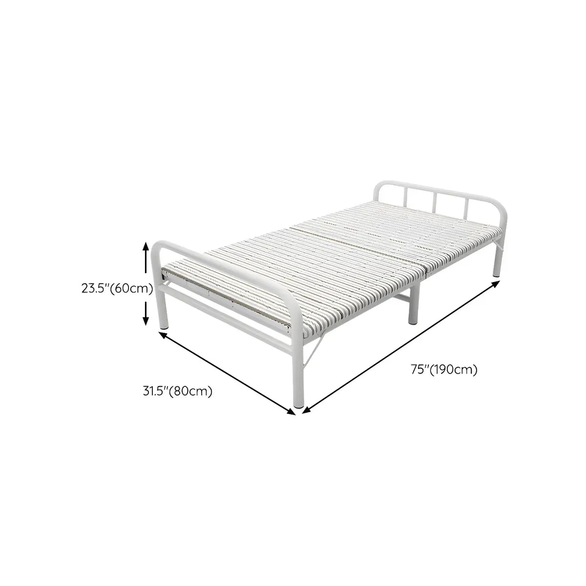 Foldable Iron Headboard Black Twin Space-Saving Slat Bed Image - 14