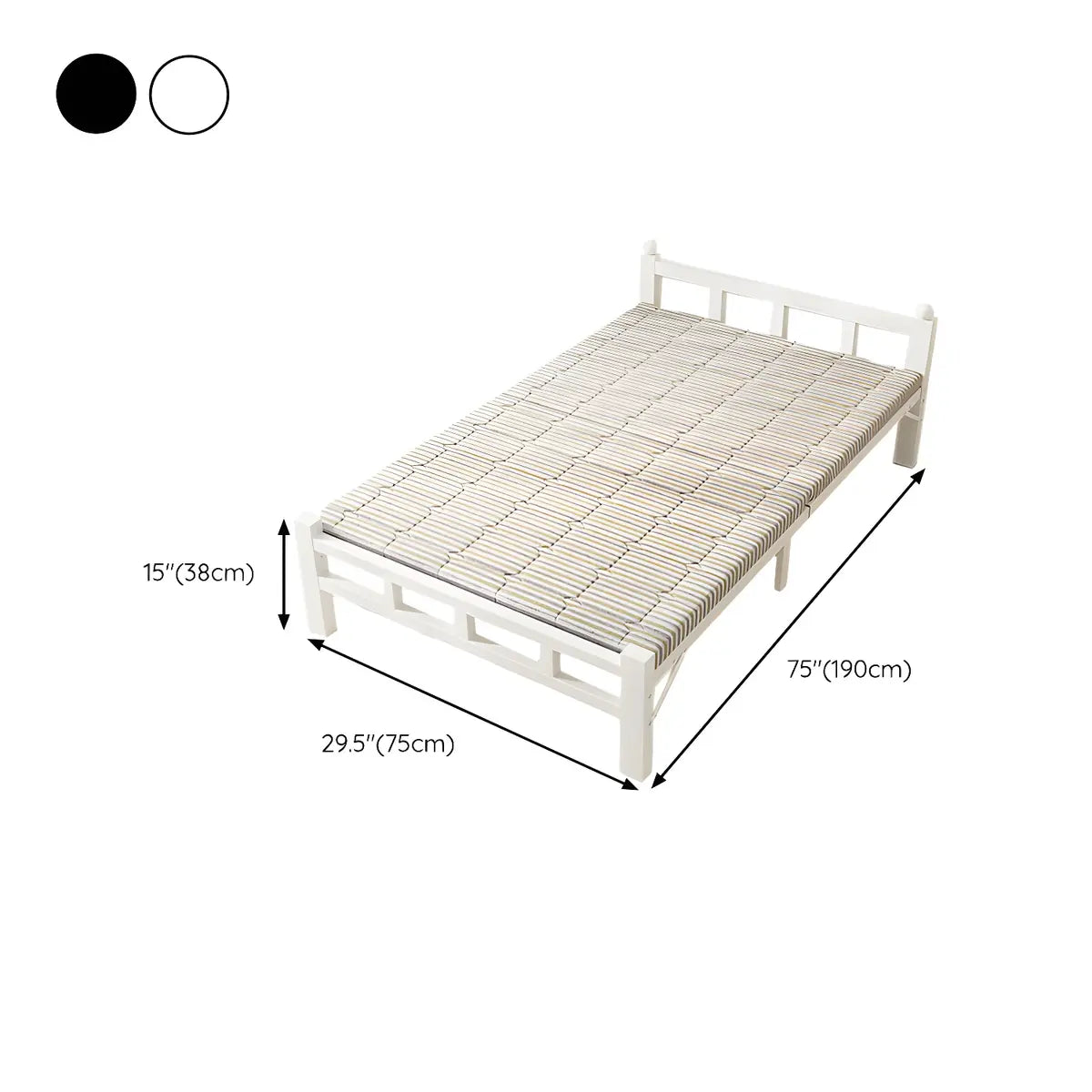 Foldable Iron Headboard Black Twin Space-Saving Slat Bed Image - 18