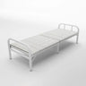 Foldable Iron Headboard Black Twin Space-Saving Slat Bed Image - 2