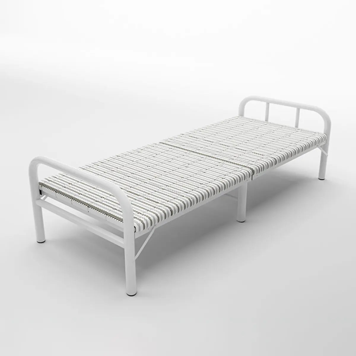 Foldable Iron Headboard Black Twin Space-Saving Slat Bed Image - 3