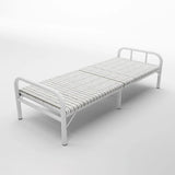 Foldable Iron Headboard Black Twin Space-Saving Slat Bed Image - 3