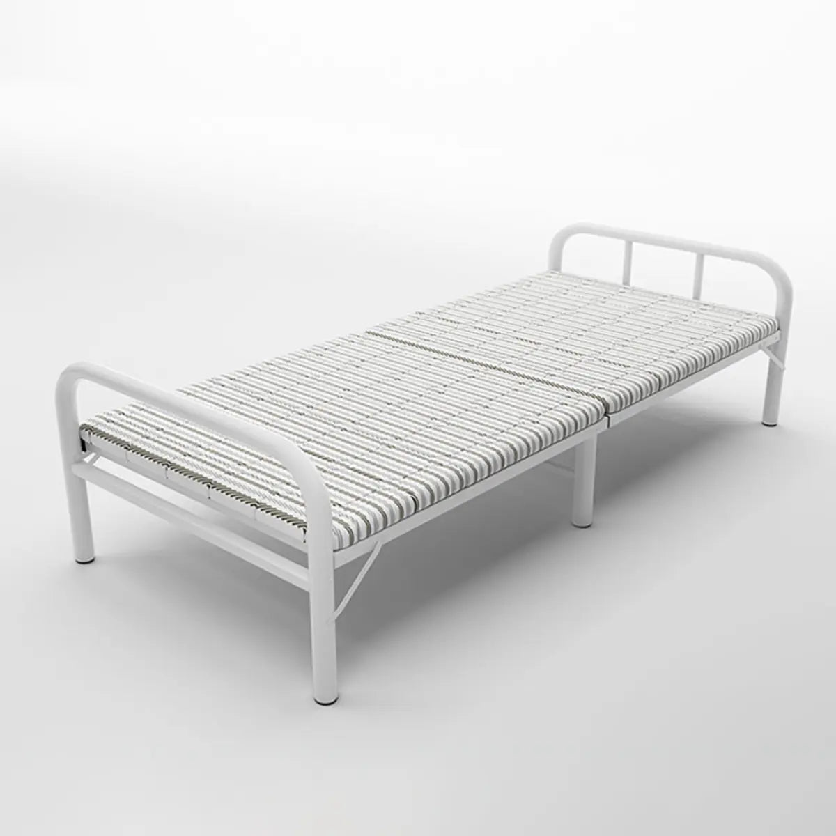 Foldable Iron Headboard Black Twin Space-Saving Slat Bed Image - 5