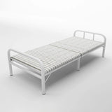 Foldable Iron Headboard Black Twin Space-Saving Slat Bed Image - 5