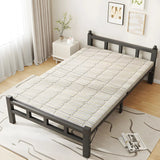 Foldable Iron Headboard Black Twin Space-Saving Slat Bed Image - 6