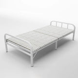 Foldable Iron Headboard Black Twin Space-Saving Slat Bed Image - 7