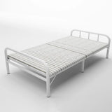 Foldable Iron Headboard Black Twin Space-Saving Slat Bed Image - 9