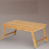 Foldable Natural Finish Wood Small H-Shape Writing Desk Image - 5