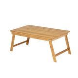 Foldable Natural Finish Wood Small H-Shape Writing Desk Image - 7