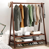 Foldable Natural Pine Open Storage Shelves Coat Rack Image - 19