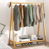 Foldable Natural Pine Open Storage Shelves Coat Rack Image - 2