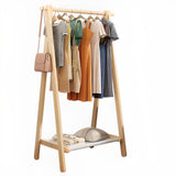 Foldable Natural Pine Open Storage Shelves Coat Rack Image - 7