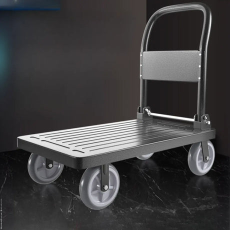 Foldable Powder Coated Finish Black Metal Utility Cart Image - 1