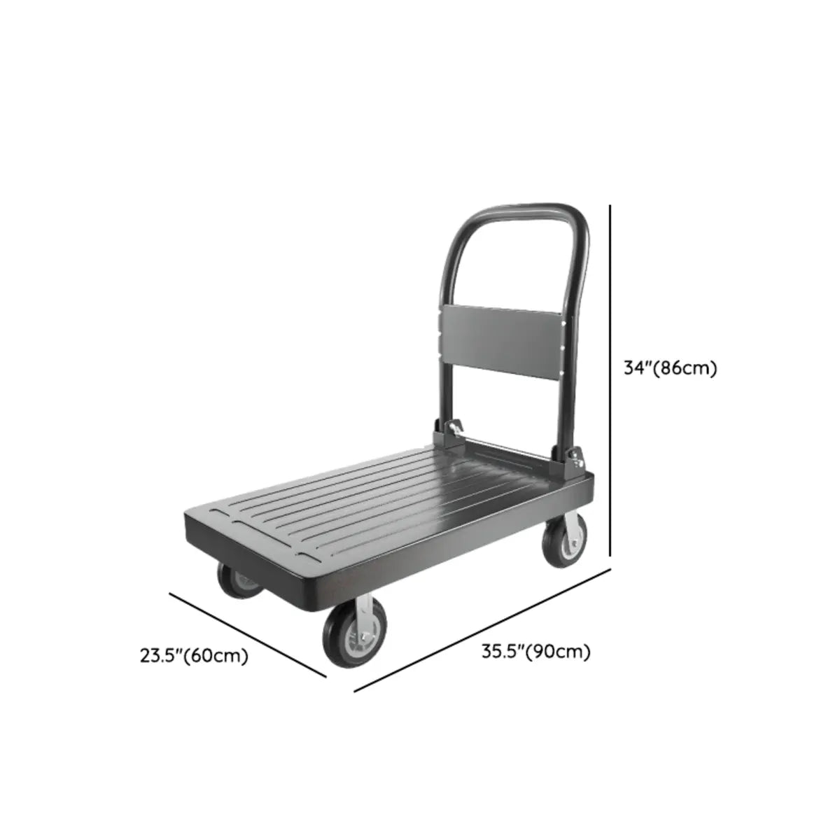 Foldable Powder Coated Finish Black Metal Utility Cart 