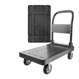 Foldable Powder Coated Finish Black Metal Utility Cart Image - 2