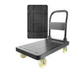 Foldable Powder Coated Finish Black Metal Utility Cart Image - 3