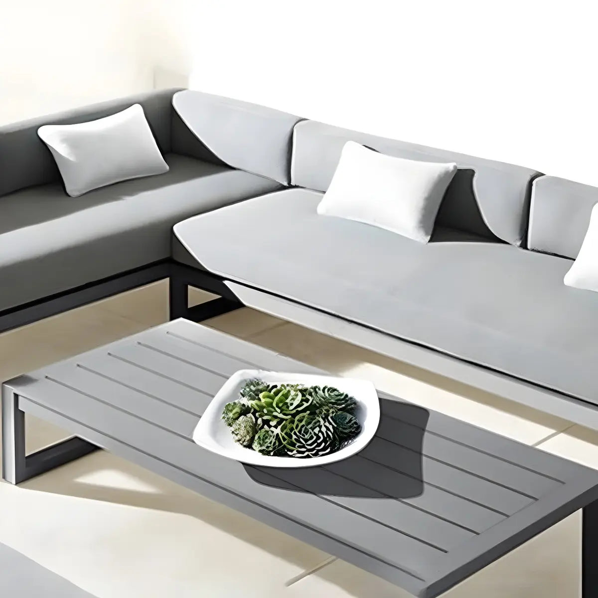 Foldable	Rectangular Metal Frame Outdoor Coffee Table Image - 4