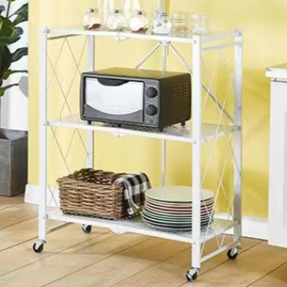 Foldable Stainless Steel Baker's Rack with Shelves Image - 2