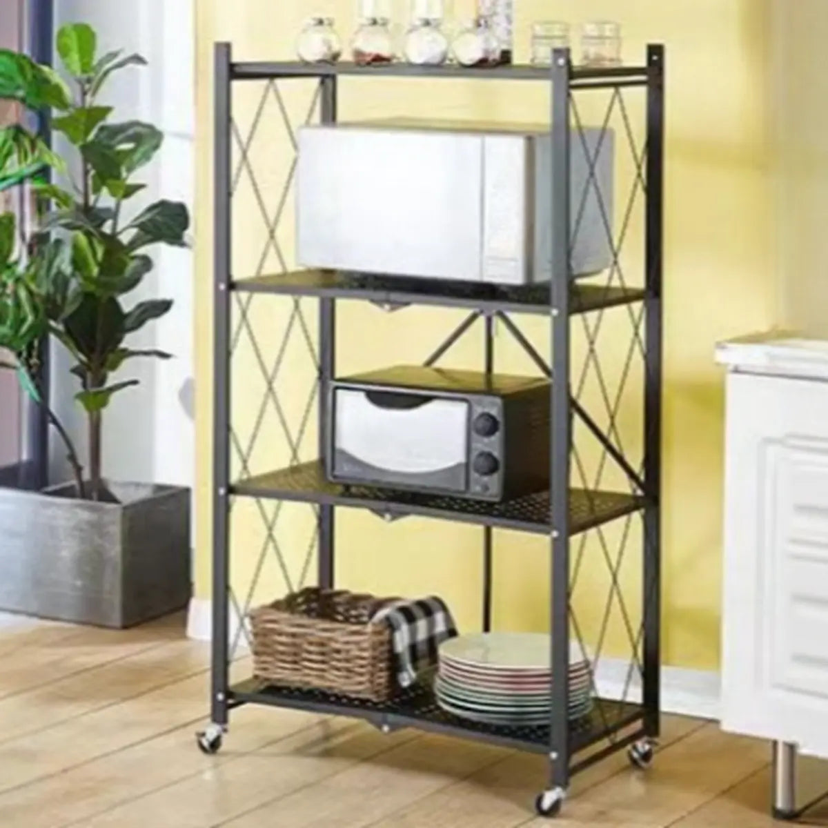 Foldable Stainless Steel Baker's Rack with Shelves Image - 7