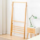 Foldable Tall Bamboo Natural Coat Rack with Storage Shelf Image - 13