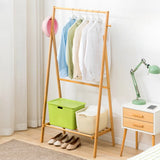 Foldable Tall Bamboo Natural Coat Rack with Storage Shelf Image - 4