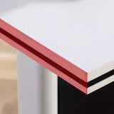 Foldable White Wood Caster Shelf Rectangle Writing Desk Image - 6