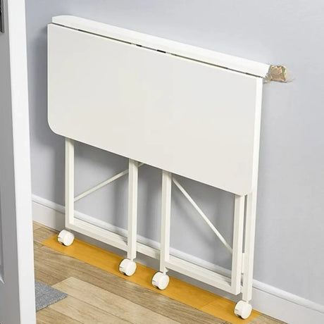 Foldable White Wooden Casters H-Shape Computer Desk Image - 2