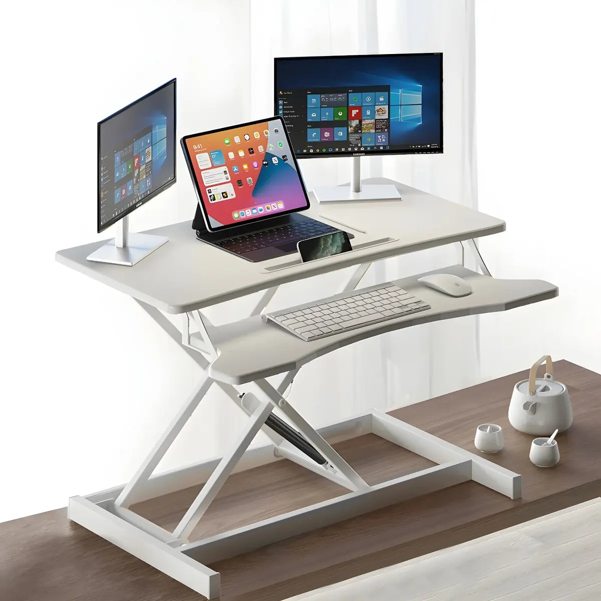 Folding Adjustable Trestle Standing Desk Converter Image - 1