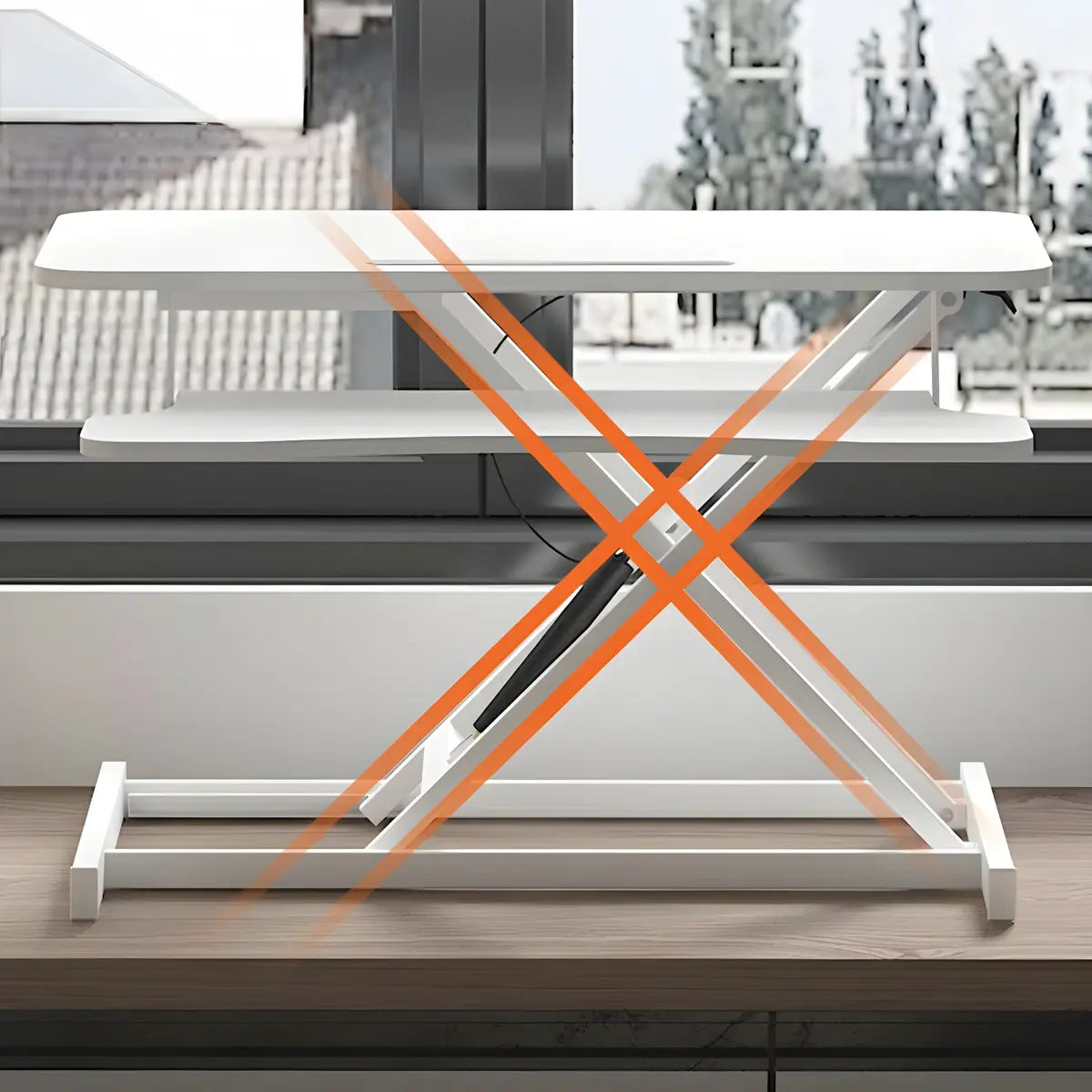 Folding Adjustable Trestle Standing Desk Converter Image - 11