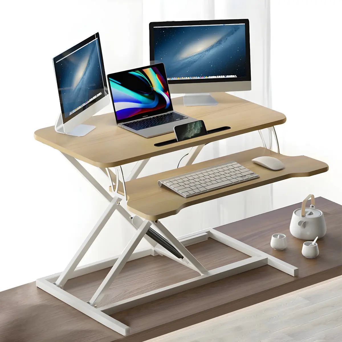 Folding Adjustable Trestle Standing Desk Converter Image - 3