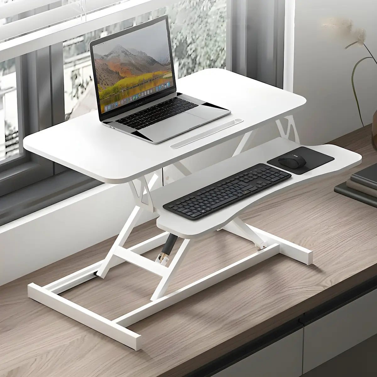 Folding Adjustable Trestle Standing Desk Converter Image - 8