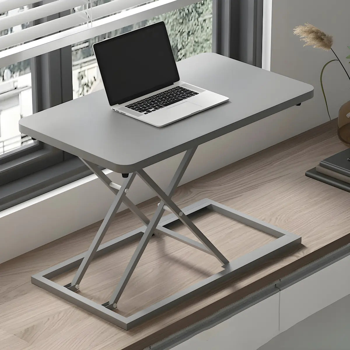 Folding Adjustable Trestle Standing Desk Converter Image - 9