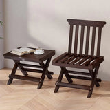 Folding Brown Open Slat Back Wood Armless Dining Chair Image - 2