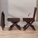 Folding Brown Open Slat Back Wood Armless Dining Chair Image - 4