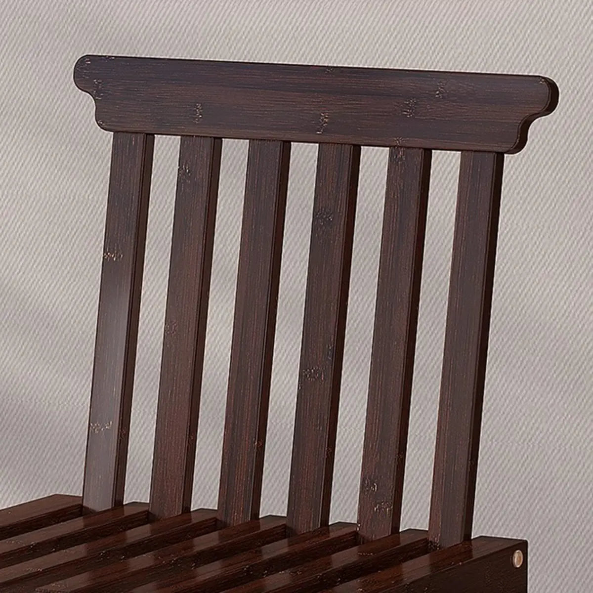 Folding Brown Open Slat Back Wood Armless Dining Chair Image - 9