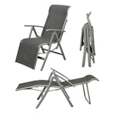 Folding Chair Curved Metal Medium Lounge Recliner Gray Image - 10