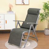 Folding Chair Curved Metal Medium Lounge Recliner Gray Image - 5