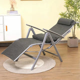 Folding Chair Curved Metal Medium Lounge Recliner Gray Image - 6